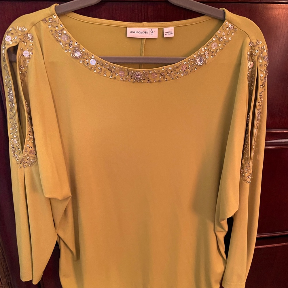 Susan Graver lime green blouse